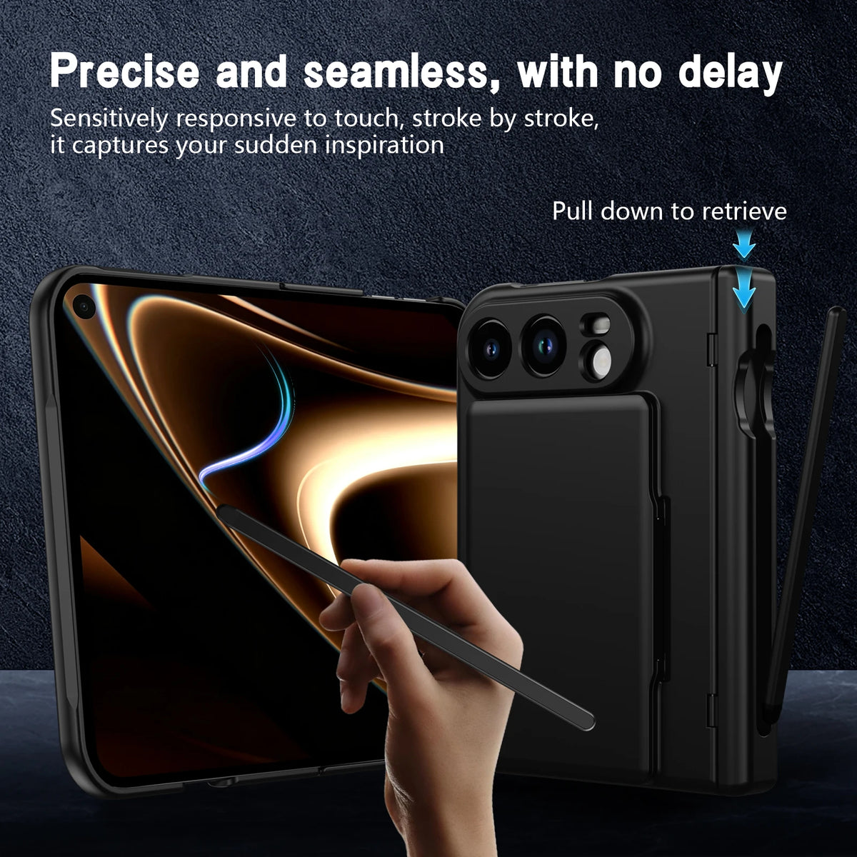Card Holder Wallet Case For Apple iPhone Duo Kickstand Pen Slot Glass Screen Protector Hinge Shockproof Protective Phone Cover