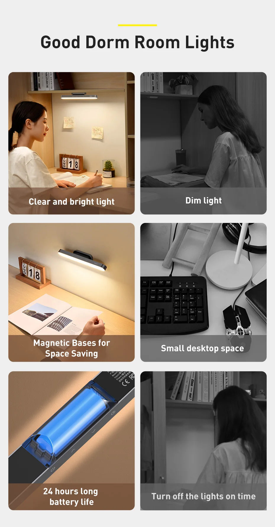 Baseus Desk Light Magnetic Hanging Table Lamp Rechargeable LED Stepless Dimming Desk Lamp Read Study Work Eye Protection Light