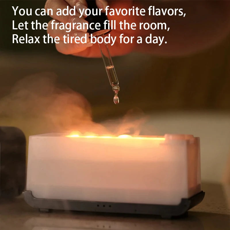 Difusor de aroma de llama, humidificador difusor de aceites esenciales de fragancia, con luz nocturna de llama 3D de 120 ml para dormitorio, hogar y oficina