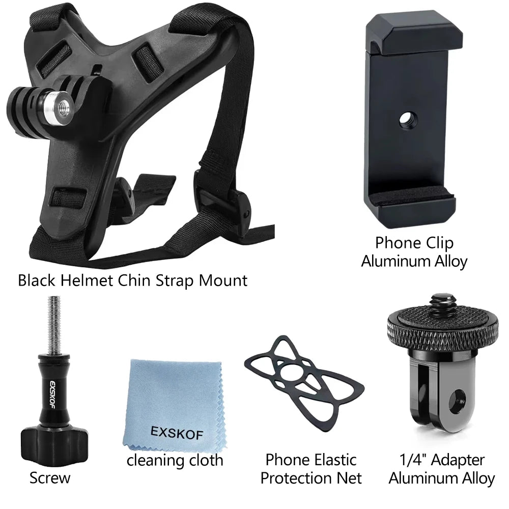 Motorcycle Helmet Chin Strap Mount for GoPro Hero 13 12 11 10 9 8 DJI Osmo Insta360 SJCAM SJ4000 AKASO Action Camera Accessories