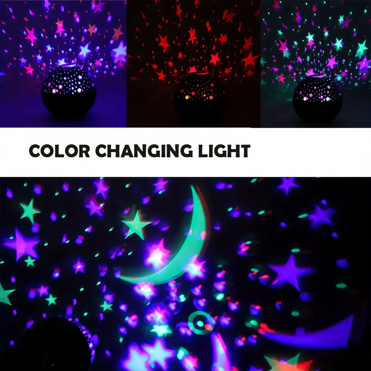 LED Night Light Starry Sky Galaxy Moon Projector Light Auto Color Changing USB 5V RGB Ambient Light for Kids Room Birthday Party