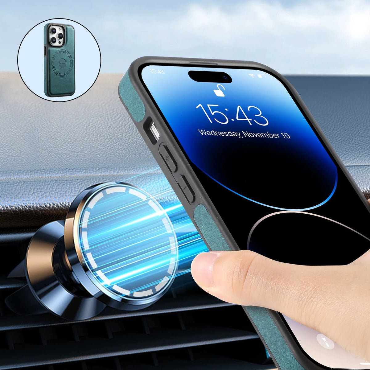 Frosted Faux Leather Magnetic Wireless Charging Case for iPhone 17 Pro Max
