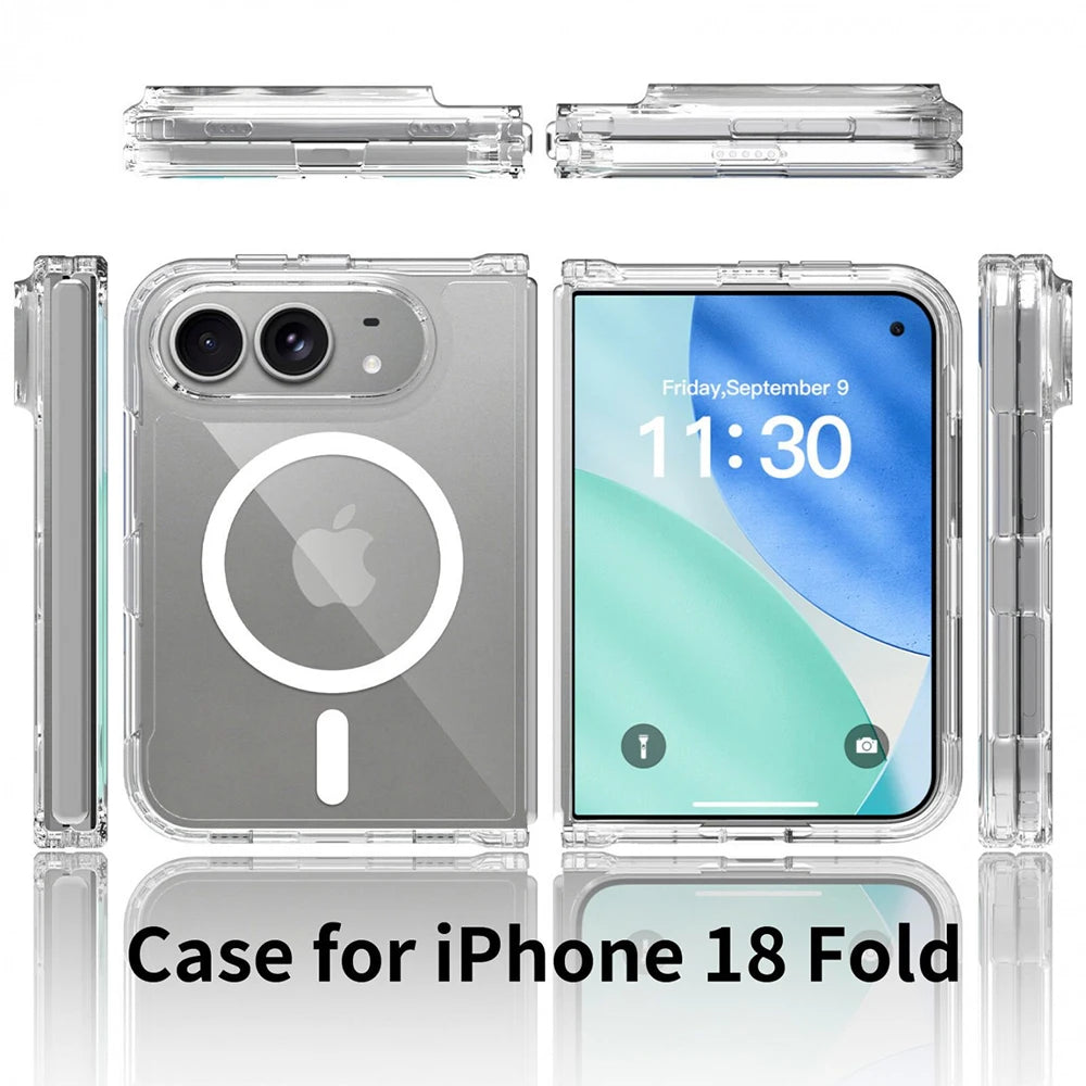 Strong Magnetic For Magsafe Case For iPhone DUO 18 Fold iPhoneDUO iPhone18Fold Clear Hybrid Shockproof Hard Cover Soft Shell