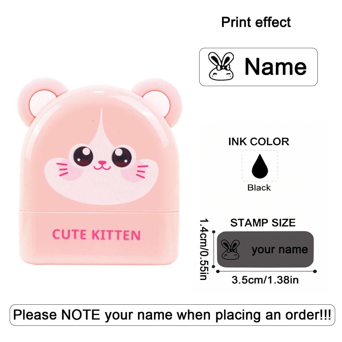Personalized Cute Name Stamp Waterproof Clothing Label for Kids Self Ink Stamp for Kindergarten School Bags Custom Stamp