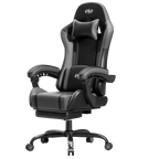 Ergonomic Gaming Chair, Lumbar Massage & Adjustable Headrest, PU Leather Computer Seat with Retractable Footrest and 360° Swivel