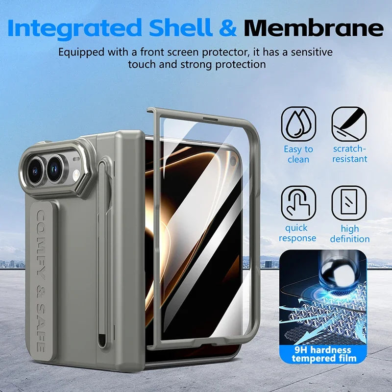 Matte PC Case for iPhone Duo with Wrist Strap Stylus and Kickstand