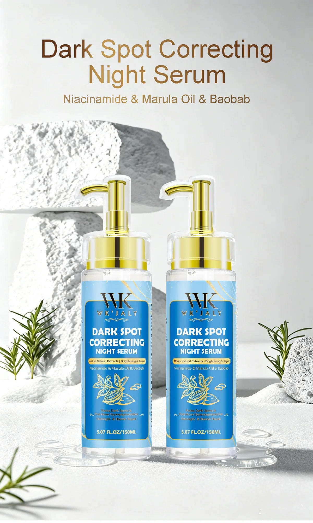 WK JALY Dark Spot Correcting Day and Night Serum, With Turmeric, Vitamin C, Moisturizing, Lightening, Even Skin Tone Essence