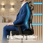 Ergonomic Office Chair High Back Mesh with 2D Adjustable Headrest Retractable Footrest 66° Rotating 2.6' Lifting Thick Sponge Seat Lumbar Support Quiet Swivel Casters for Home Office