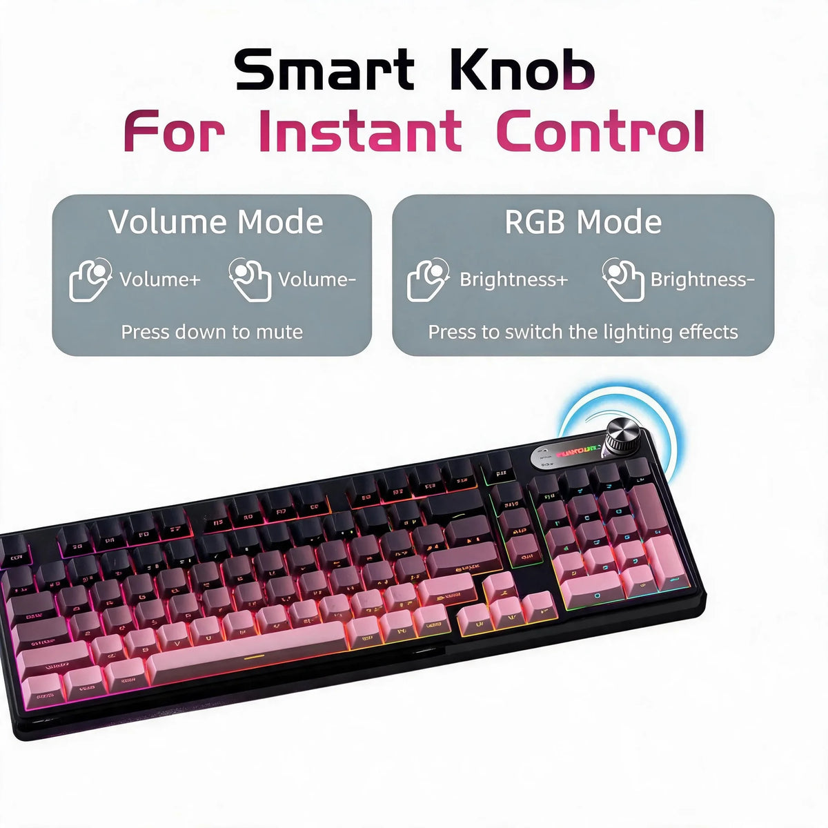 RGB Mechanical Style Keyboard 98 Keys Wireless Tri-Mode Silent with Volume Roller Gradient Keycaps Gaming Setup PC Mac