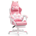 Vigosit Gaming Chair Cute Ears and Kawaii Pillow Ergonomic Computer Game Chair for Girls with Lumbar Support