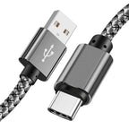 Nylon Data Cable Fast Charger USB A to Type C Charging Cable For Huawei Samsung Android Phone TypeC Charging Device 1M 2M 3M
