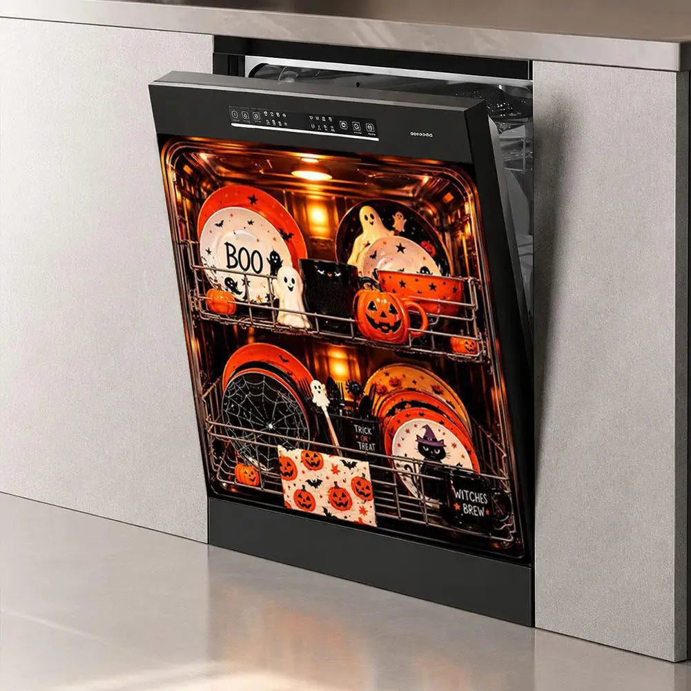 Halloween Dishwasher Magnet Cover Waterproof Appliance Magnetic Panel Reusable Kitchen Decor for Fridge Washer Door