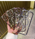 New Fashion Glitter Diamond Transparent Case For iPhone 16 15 14 13 17 12 18 Pro Max Plus Magnetic Wireless Charge Bumper Cover