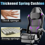 Gaming Chair, Video Game Chair with Pocket Spring Cushion and Footrest, Height Adjustable Computer Chair with Swivel Seat and H