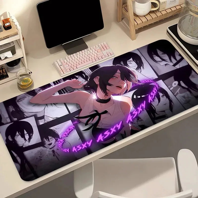 Mouse Pad Kawaii Gaming Accessories Computer Mouse Mat PC Gamer Black And Whit Keyboard Pad Chainsaw Man Reze Desk Mat Mousepad