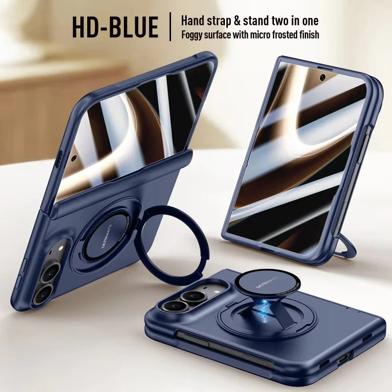 MagSafe Metal 360 Rotating Holder Case With Glass Screen Protector For iPhone