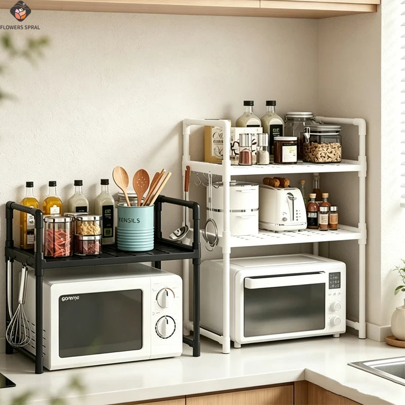Kitchen Countertop Microwave Storage Rack, Multi-Layer Seasoning Storage Rack, Used For Storing Countertop Kitchen Utensils