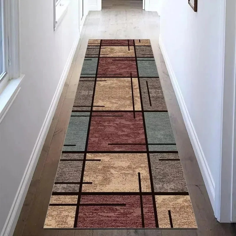 VIKAMA Modern Geometric Flannel Area Rug Non Slip Hallway Doormat