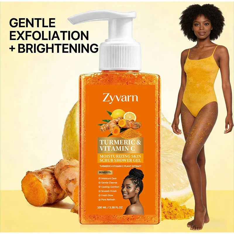 Turmeric Orange Vitamin C Body Wash Fresh Fragrance Shower Gel Moisturizing Brightening Exfoliating Deep Cleaning Smooth Skin