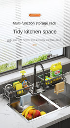 Kitchen stainless steel shelf, sponge drain rack, sink drainage rack, dishwashing supplies, dishcloth storage, drainage rack