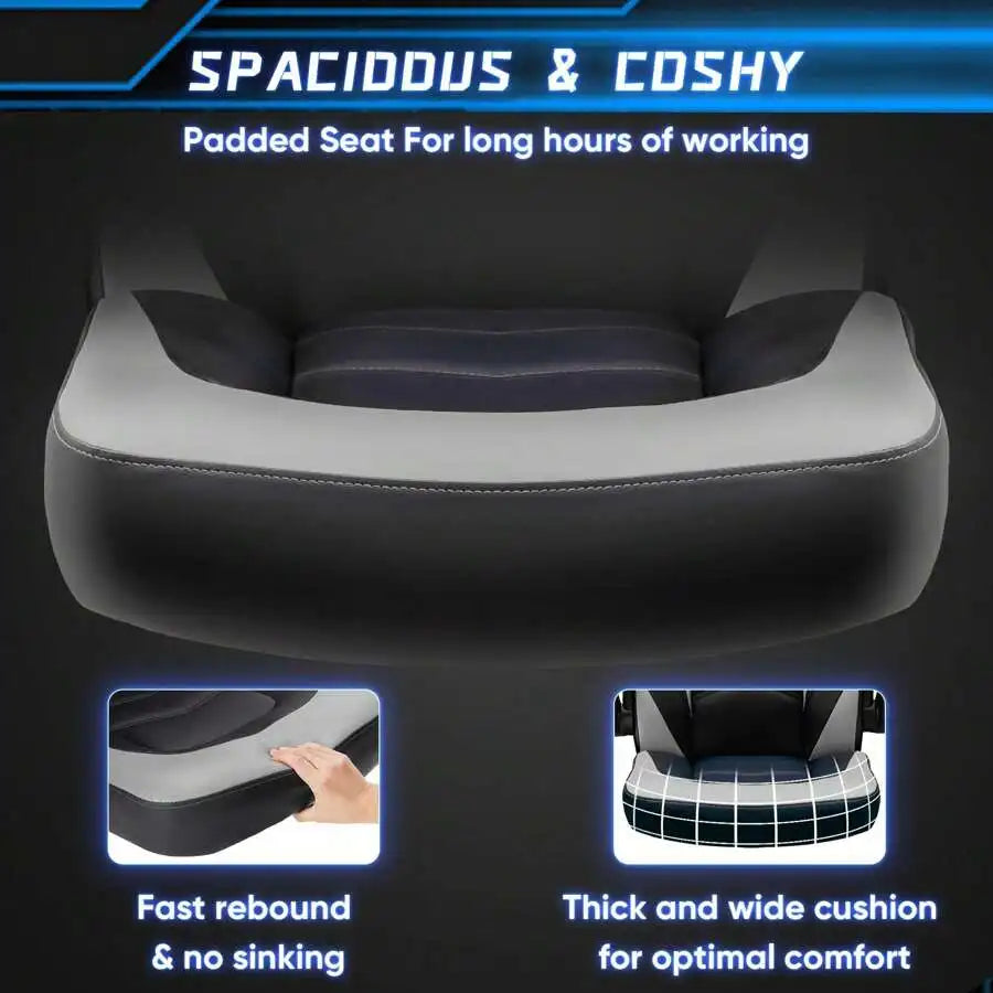 Big And Tall Office Desk Leather Gaming Computer Chair With Adjustable Swivel Task And Flip-Up Arms For Adults