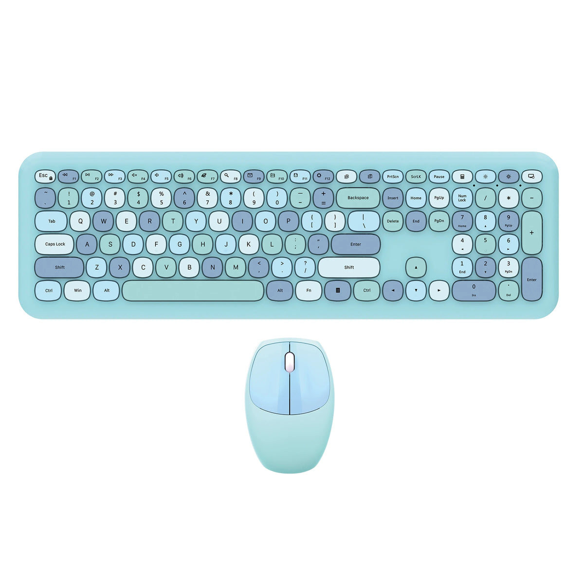 MOFii Wireless Keyboard & Mouse Combo, Cute Macaron Cat Paw Round Keycaps Silent Office Set for Laptops and Desktops