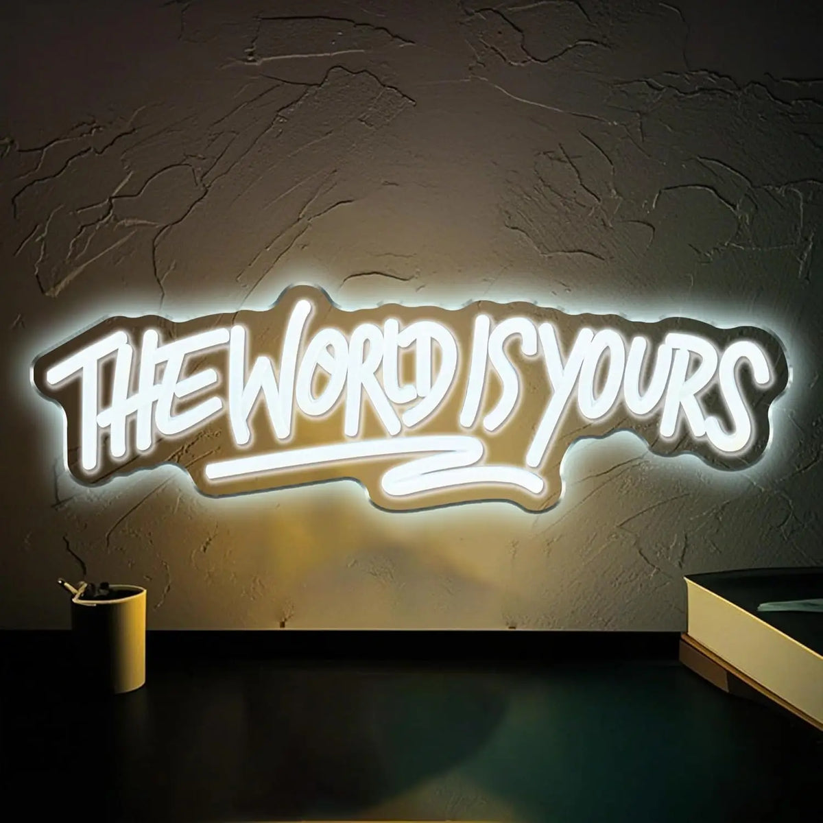 The World is Yours Neon Sign USB Powered LED Light for Beer Bar Wedding Birthday Party Game Room Bedroom Decoration Wall Light