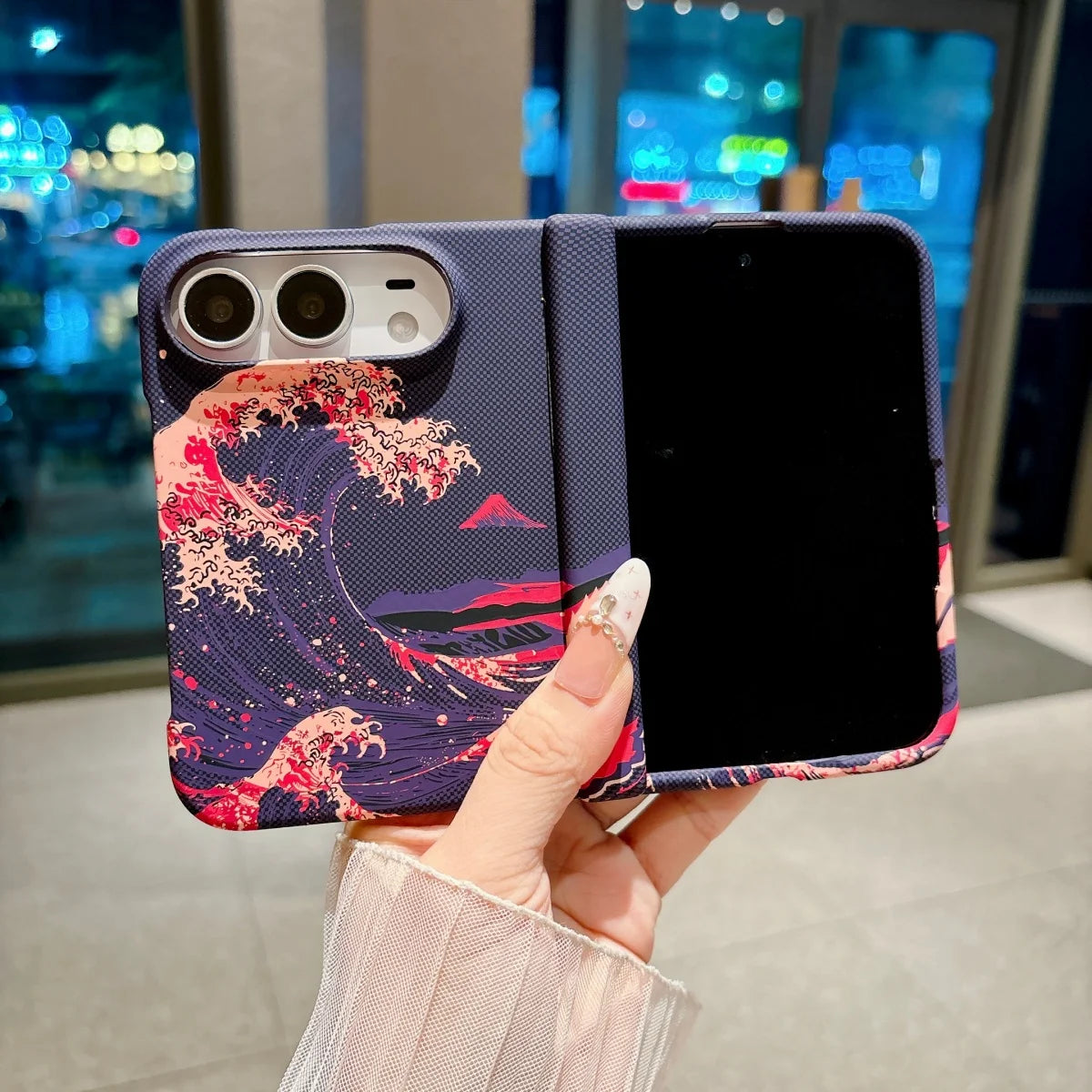 Shockproof Duo Thin Carbon Fiber Leather Magnetic for Magsafe Phone Case for IPhone Duo Apple 18 Fold Hinge Protective Cover