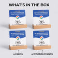 4-Pack Acrylic NFC Google Review Cards with Four Wooden Bases Included for Interactive Feedback And Reviews