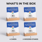 4-Pack Acrylic NFC Google Review Cards with Four Wooden Bases Included for Interactive Feedback And Reviews