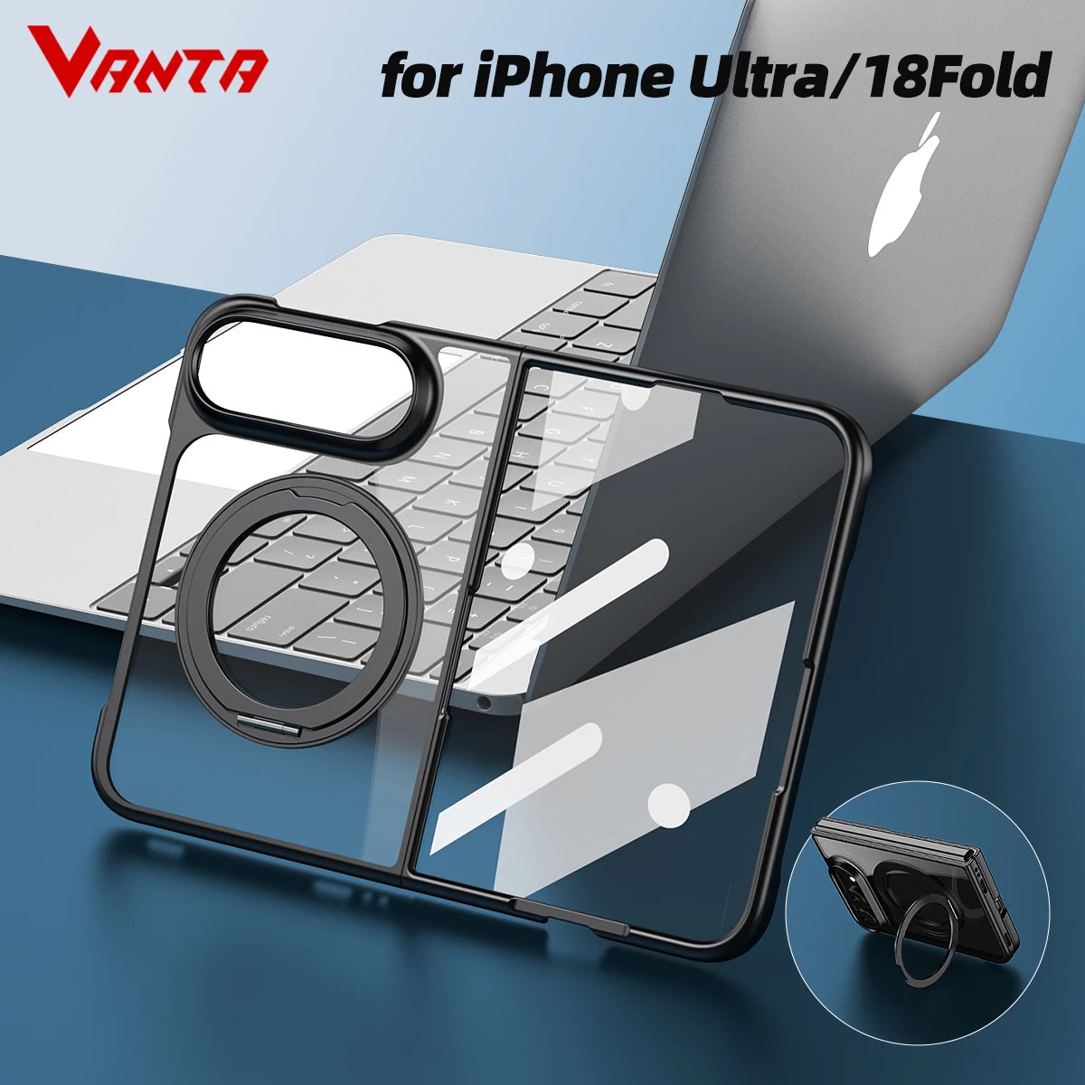 for Magsafe 360 Rotating Bracket Transparent Case for iPhone Duo 18Fold DUO Plating Front Frame with Protect Film Magnetic Cover