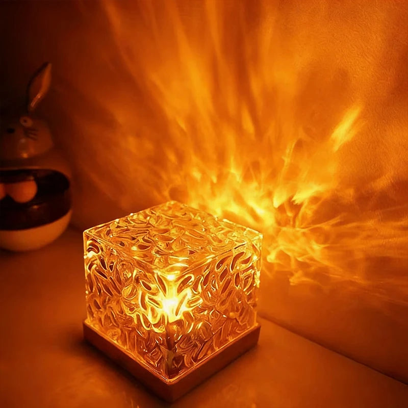 Rotating Water Ripple Night Light Projector Portable Aurora Galaxy Lamp for Bedroom, Apartment Dorm Room Ambiance, Romantic Gift