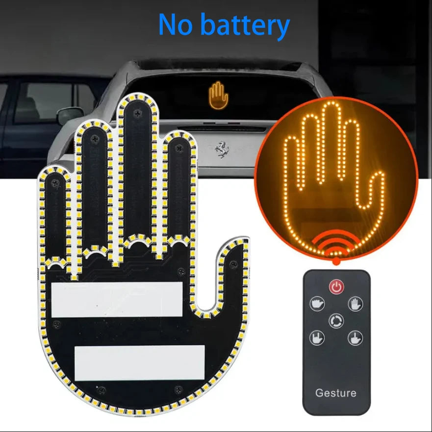 Car Gesture Light with Remote Control – Funny LED Palm Light for Road Rage Reactions