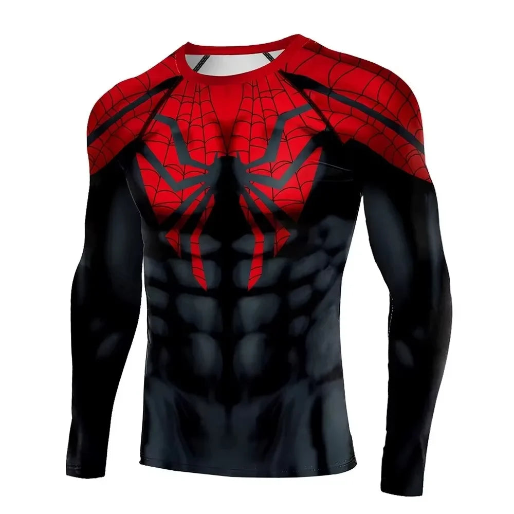 2026 Spider Graphic Vintage Print Compression Long Sleeve T Shirt Quick Dry Sports Fitness Workout Training Top Family Matching