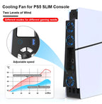 Gaming Cooler Fan Efficient Cooling System with LED Light Noise Reduction for PS5 Slim Cooling Fan Disc and Digital Console