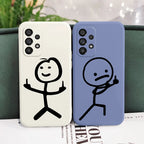 Line Cute Man Case For Samsung Galaxy A73 A53 A33 A23 A13 A03 A72 A52 A52S A32 A22 A12 A02 A02S A71 A51 A31 A21S 4G 5G Cover