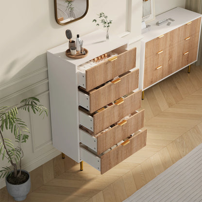 Rosahqnda Modern Drawer Cabinet,5 Drawers,Chest of Drawers,Sideboard,Bedside table,for Living Room,Entryway,Hallway,Wooden