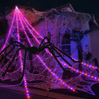 8 Modes Halloween Spider Web Lights Glow Waterproof Luminous Halloween Spider 5m Triangle Scary Giant Spider Bar