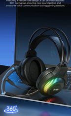 RGB Cool Lighting Wired Earphones Low Latency Headphones with Mic Breathable Comfortable Earbuds Surround Sound Effects for Game