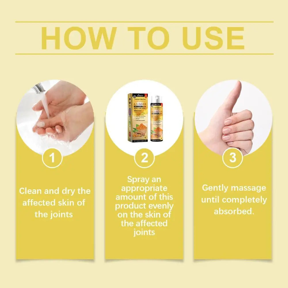 Ximonth Turmeric Ginger Joint Care Spray Natural Piperine Body Massage Mist Moisturizing External Skin Care Spray Nourish Joint