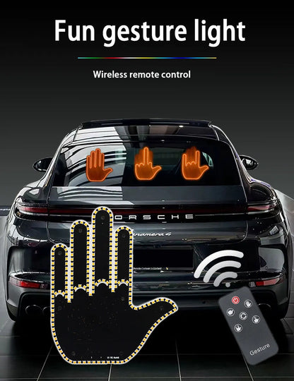 Car Gesture Light with Remote Control – Funny LED Palm Light for Road Rage Reactions