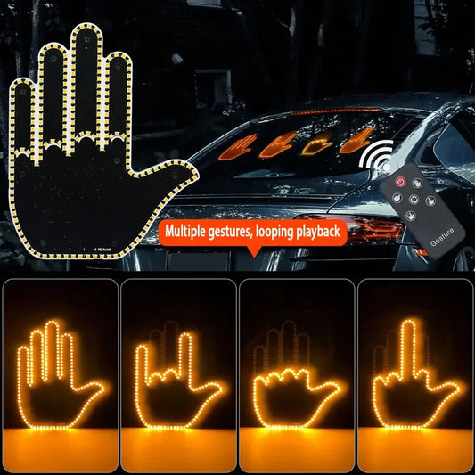 Car Gesture Light with Remote Control – Funny LED Palm Light for Road Rage Reactions