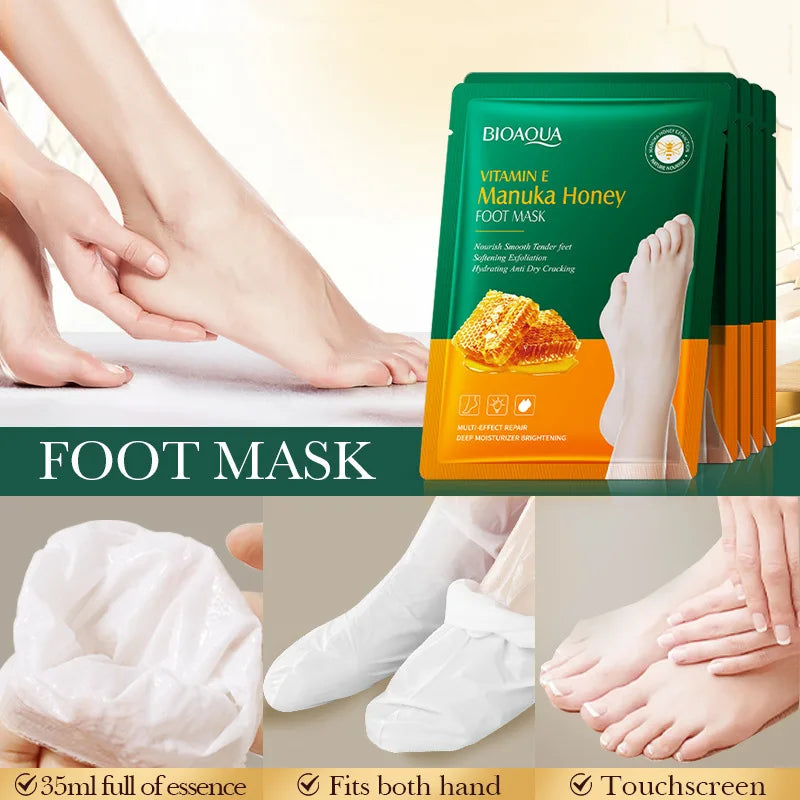 Vitamin E Foot Mask Manuka Honey Nourishing Long-lasting Moisturizing Hydrating Exfoliating Remove Dead Skin Foot Skin Care
