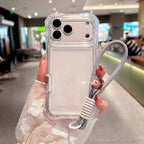 Luxury 3in1 Clear Anti-Drop Phone Case for iPhone 18 17 16 15 14 Plus 13 Pro Max Candy Colour Frame Wrist Strap Protection Cover