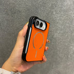 For iPhone Duo Case Technique PU Leather for Magsafe Cases For iPhone Duo 2026 Magnetic Wireless Charging PC Pure Color Cover