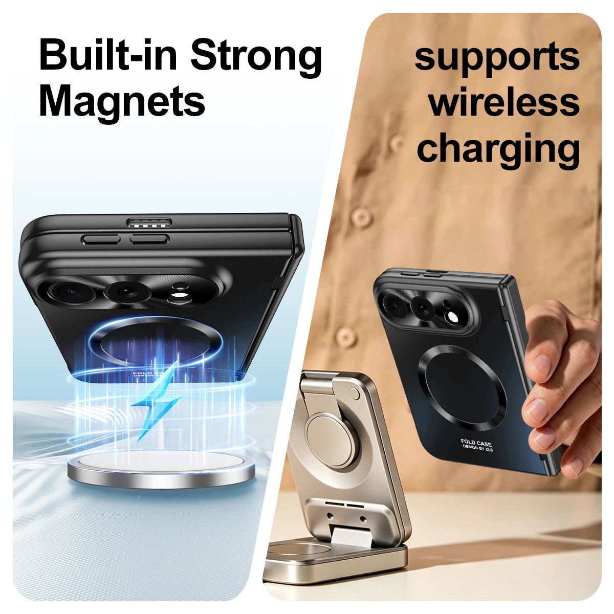 Magnetic All-included Hinge for Magsafe Case For iPhone Duo Electroplated Wireless Charge Glass Flim Shockproof Cover