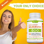 Neuropathy Support Supplement 600mg - Supports The Nervous System, Relieves Stress, Promotes Brain Function, and Boosts Energy