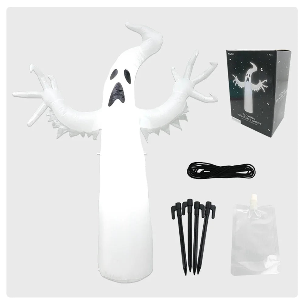 Large Inflatable Halloween Ghost Decor, Standing Ghost Yard Decoration, PVC Outdoor Lawn Garden Halloween Party Display Prop