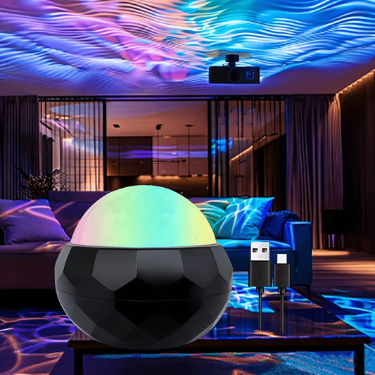 Compact Magic Ball Aurora Projector, Color‑Changing Rotating Light Effects, USB‑Powered Lamp with Remote Control, for Bedroom, Living Room and Party Decoration