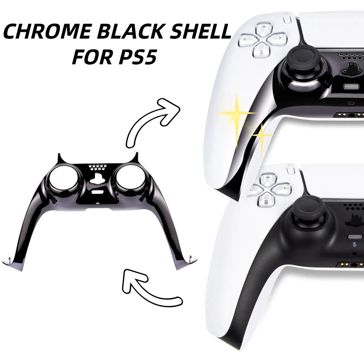 Chrome Black Glossy Chrome DIY Replacement Controller Shell for PS5 Custom Plates Cover Compatible Upgrade For PS5 Slim